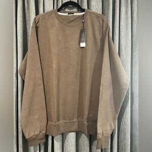 Amazingly soft 100% brushed cotton Men's Crewneck Sweater in Brown
